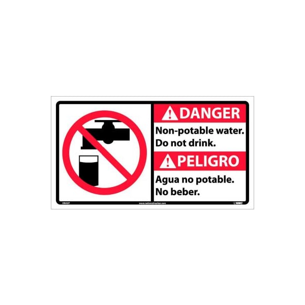 Bilingual Vinyl Sign - Danger Non-Potable Water Do Not Drink